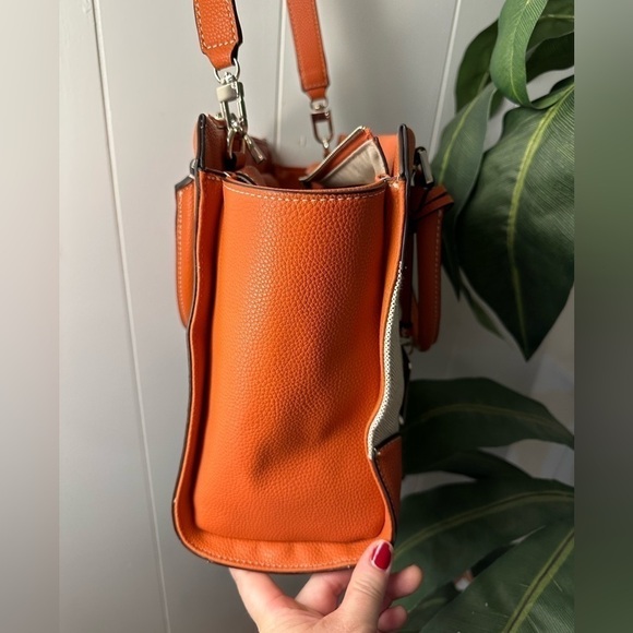 Guess Orange Satchel Top Handle Purse - Picture 9 of 16